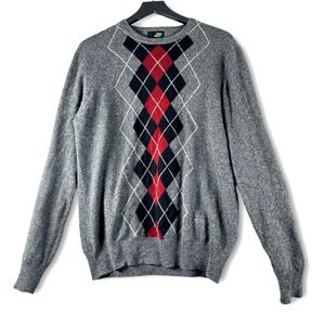 Spring + Mercer Mens Argyle 100% Cashmere Soft Sweater Sz M Medium